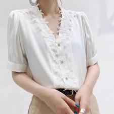 刺绣花边衬衣，女装，研尚