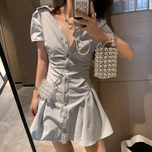 网纱拼接衬衫裙,女装衬衫,XTZ style