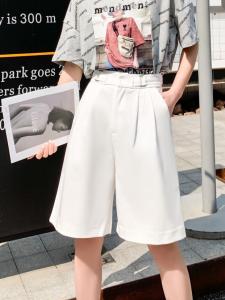 五分西装短裤 宽松薄款高腰a字显瘦直筒港味中裤,女装西装,LC裤子