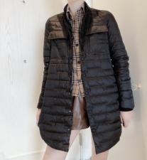 DG829拼接格子中长款百分百羽绒外套，女装，L·H·X