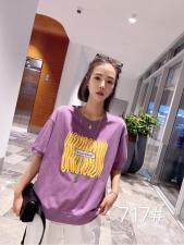 2021夏季新款短袖彩条工艺印花卫衣，女装卫衣/绒衫，柏旺阁