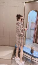 2021春装格子带帽连衣裙，女装连衣裙，莫妮菲