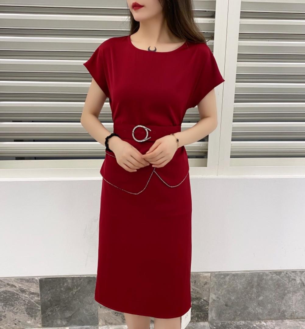 现货重工腰带气质连衣裙，女装连衣裙，艾蔚儿