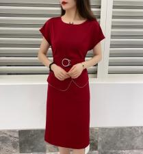 现货重工腰带气质连衣裙，女装连衣裙，艾蔚儿