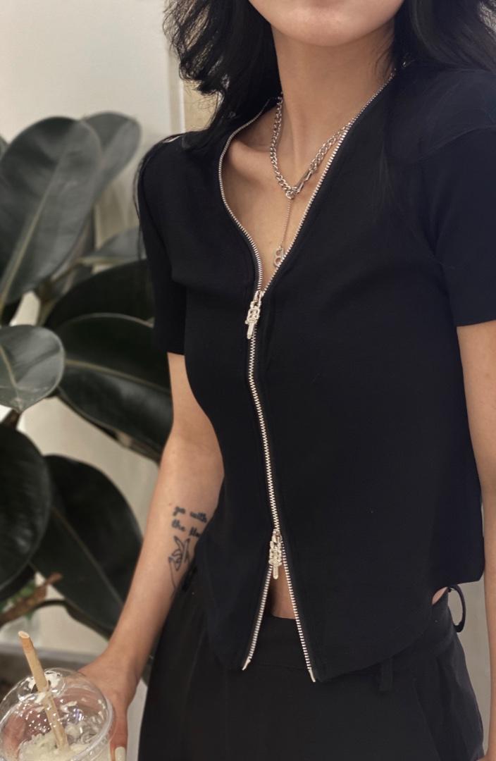 夏季打底衫，双头拉链，女装，四季布衣