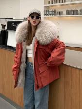 ZHG8116白耗大毛领狐毛门襟加獭兔内胆皮草派克服，女装皮草，L·H·X