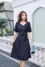 2021现货包括裁明线棉布连衣裙M-XXL，女装连衣裙，艾涵