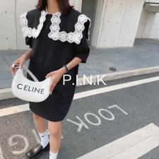 现货夏季新款棉麻彩织短袖西服当季连衣裙，女装连衣裙，PINK