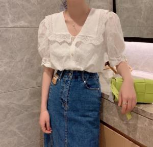 刺绣花翻领衬衣,女装,新袖