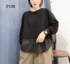 现货2021春季新款拼接简约T，女装，琼卿格