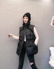 ZCL508气质拼罗口洋气抽绳百分百羽绒马甲，女装马夹，L·H·X