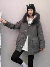 DG833欧货真狐狸毛领内胆仿獭兔毛时尚保暖派克服，女装，L·H·X