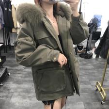 ZHG8111欧货大口袋真狐狸毛领可拆卸獭兔内胆保暖皮草派克，女装皮草，L·H·X