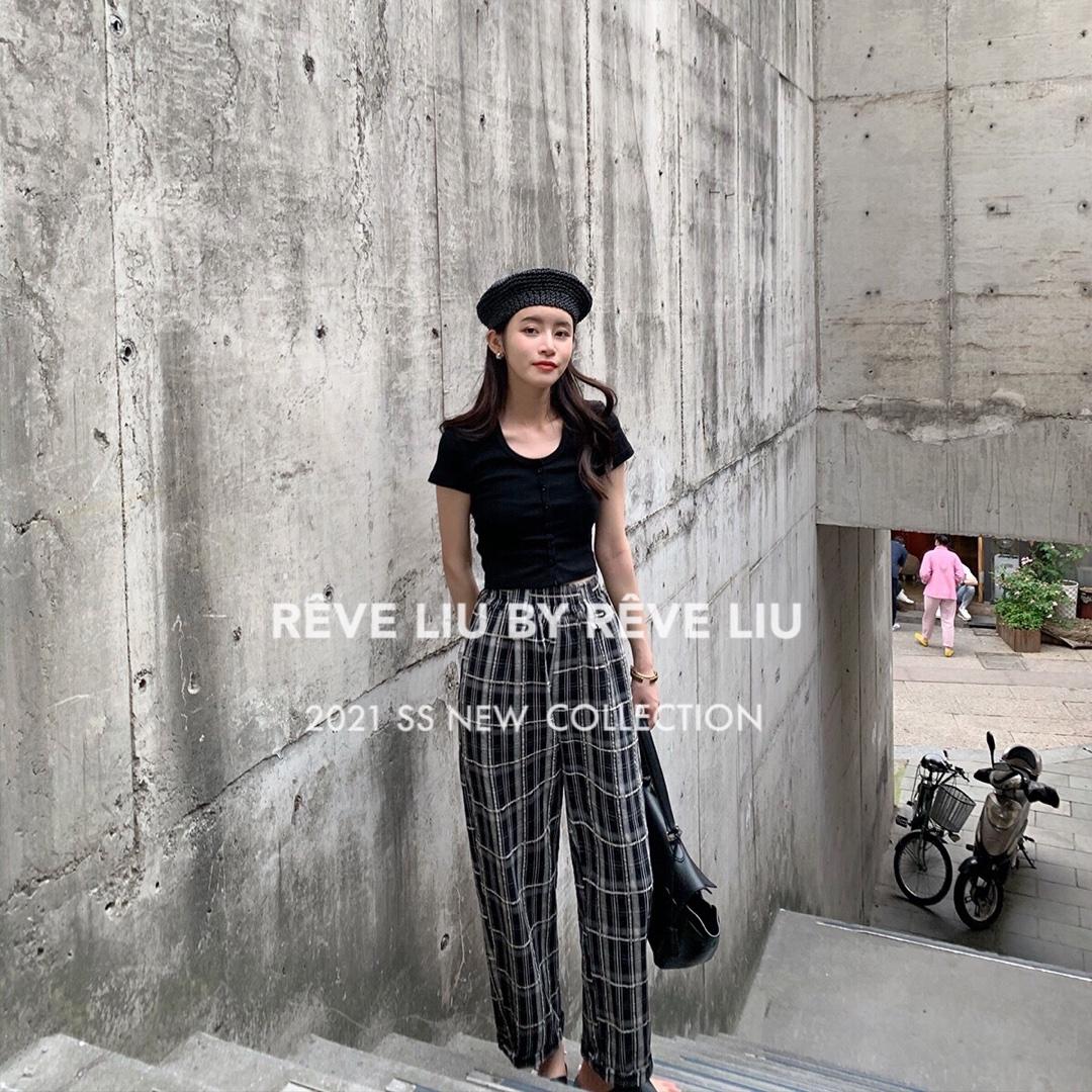 格子裤，女装，REVE LIU