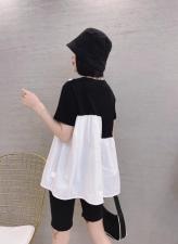 休闲撞色拼接小衫，女装，姚姚家