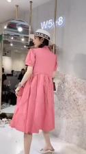 ZCL607韩版时尚宫廷风Polo领甜美系蝴蝶结中长款连衣裙，女装连衣裙，L·H·X