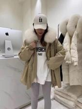 ZHG8112狐狸大毛领獭兔内胆背后拉链皮草派克服，女装皮草，L·H·X