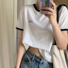 【现货】天丝珠地面料撞色字母短Tee，女装，海维恩