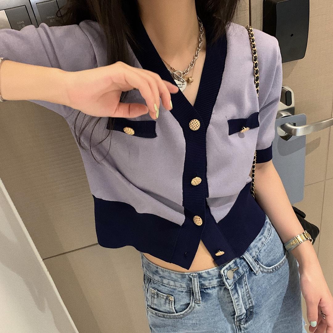 小香风拼色针织，女装，XTZ style