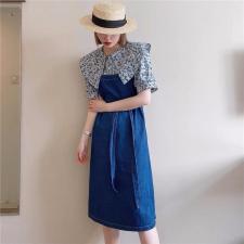 【现货】夏季新款天丝拼接牛仔连衣裙，女装连衣裙，名依人