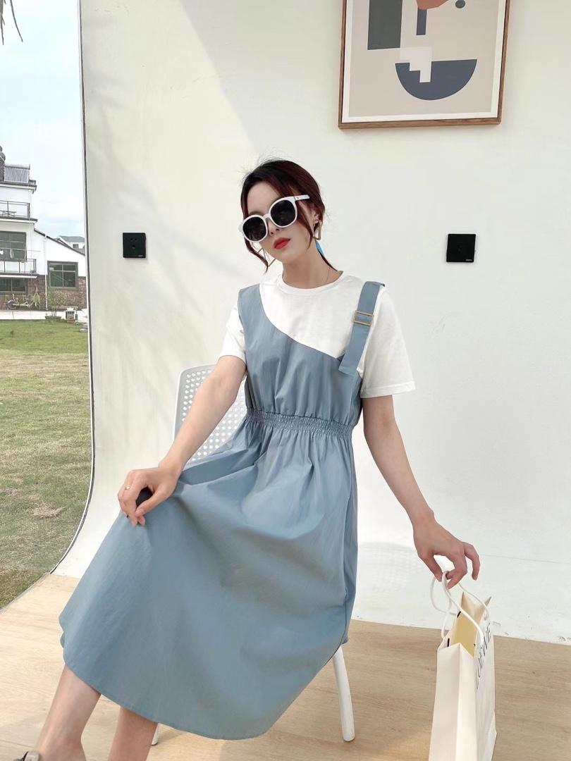 ［爱美欧］夏季新款收腰拼接显瘦连衣裙，女装连衣裙，爱美欧