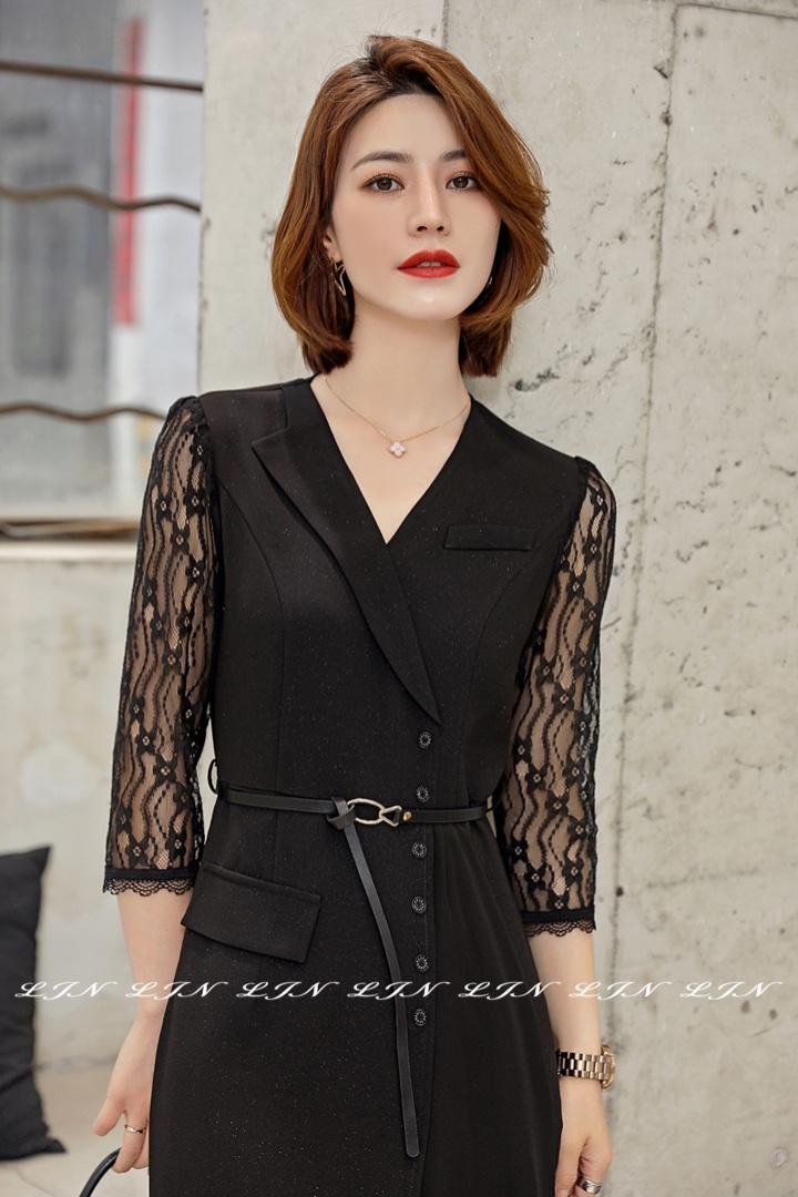 蕾丝拼接连衣裙，女装连衣裙，莲佳妮