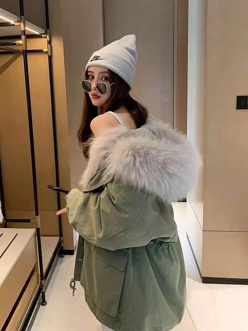 ZHG8135新款时尚女狐狸毛皮草外套獭兔毛内胆貉子毛领,女装皮草,L·H·X