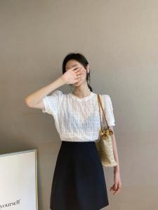 现货，巧克力模版面料新款短袖,女装,欧菲拉