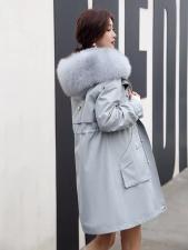 ZHG8131真狐狸毛领内胆可拆卸獭兔毛保暖派克服，女装，L·H·X