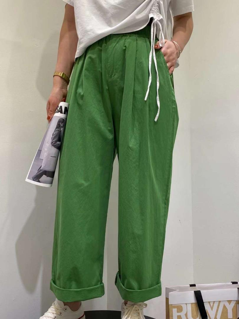 夏季新款水洗棉休闲长裤直筒，女装，BBGG