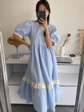 现货夏季新款法式气质简约连衣裙，女装连衣裙，青菜萝卜
