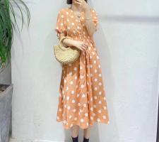 现货 夏季新款圆点连衣裙，女装连衣裙，洣沽