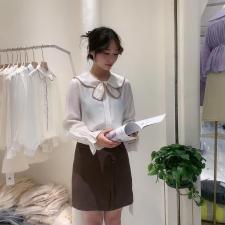 韩版蝴蝶结领衬衣，女装，麦筱萌