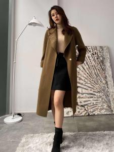 【现货】 冬季新款 100%羊毛宽松中长款过膝双面羊绒大衣,女装,旭涛迪瑞