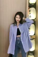 DG879春季新品设计感小众韩版抽绳休闲气质长袖衬衫，女装衬衫，L·H·X