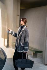 冬季热卖款灰色小香风镶边西服外套，女装，AUDREY WANG