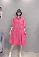 XL9909春季韩版宽松抽褶显瘦遮肉减龄连衣裙，女装连衣裙，L·H·X