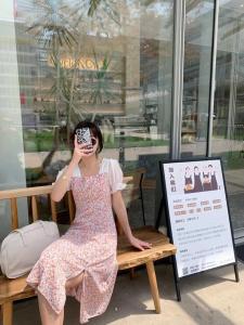 2021新品拼接碎花连衣裙,女装连衣裙,小车家