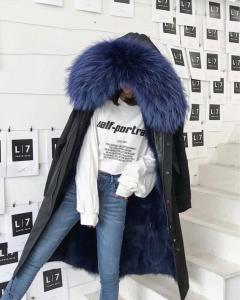 ZAF01时尚潮流真狐狸大毛领加内胆保暖派克服,女装,L·H·X