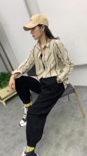现货麻棉条纹衬衫，女装衬衫，依鼎衣典