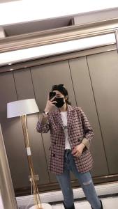 格子休闲欧版西装,女装西装,嗨摩拉