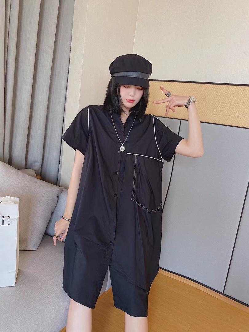 ［爱美欧］夏季新款欧版大口袋衬衫连衣裙，女装衬衫，爱美欧