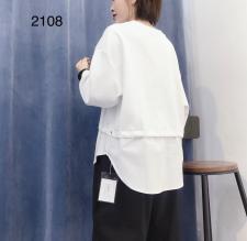 现货2021春季新款拼接简约T，女装，琼卿格