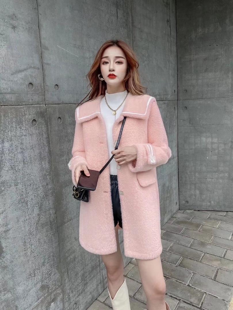 秋冬七彩黄金貂外套大衣，女装，青羽鹤