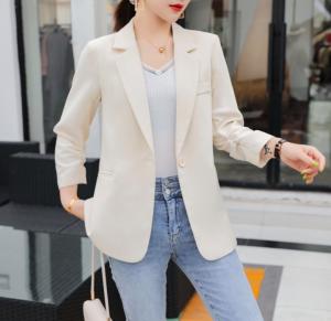 韩版修身显瘦西装外套，女装西装，千利红