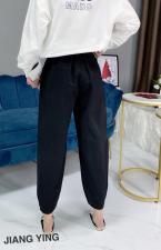 现货2021春日系风休闲裤黑、绿两色ML，女装休闲裤，简 影