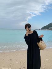 韩版后背系带连衣裙，女装连衣裙，hello september