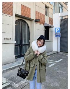 ZHG8112狐狸大毛领獭兔内胆背后拉链皮草派克服，女装皮草，L·H·X