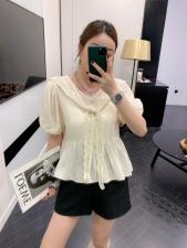 皮肩拼接小上衣，女装，沐·沐