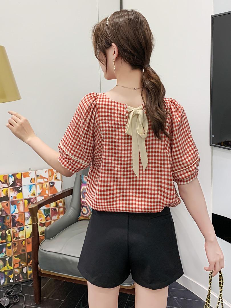 新款小格子上衣，女装，红利秀雅